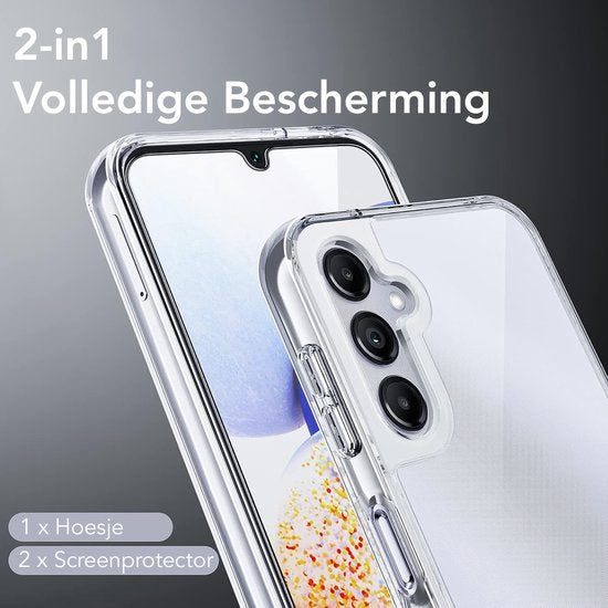 Podec Case passend für Samsung Galaxy A14 5G Transparentes Handy Case - Anti-Shock Case Cover mit 2x Bildschirmschutz