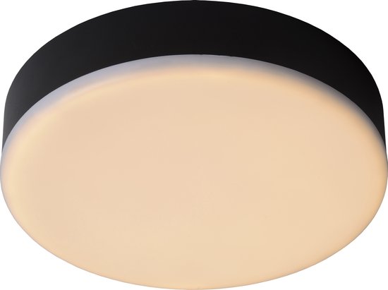 Lucide CERES-LED – Deckenleuchte (Deckenlampe) für das Badezimmer – Ø 21,5 cm – dimmbare LED – 1x30 W, 3000 K – IP44 – Schwarz