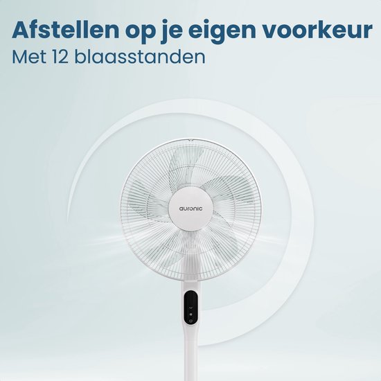 Auronic Stativventilator - Standventilator - Luftkühler - Boden- und Tischventilator - 3-in-1 - 12 Geschwindigkeiten - Leiser Ventilator - Ventilator - Mit Fernbedienung - Weiß