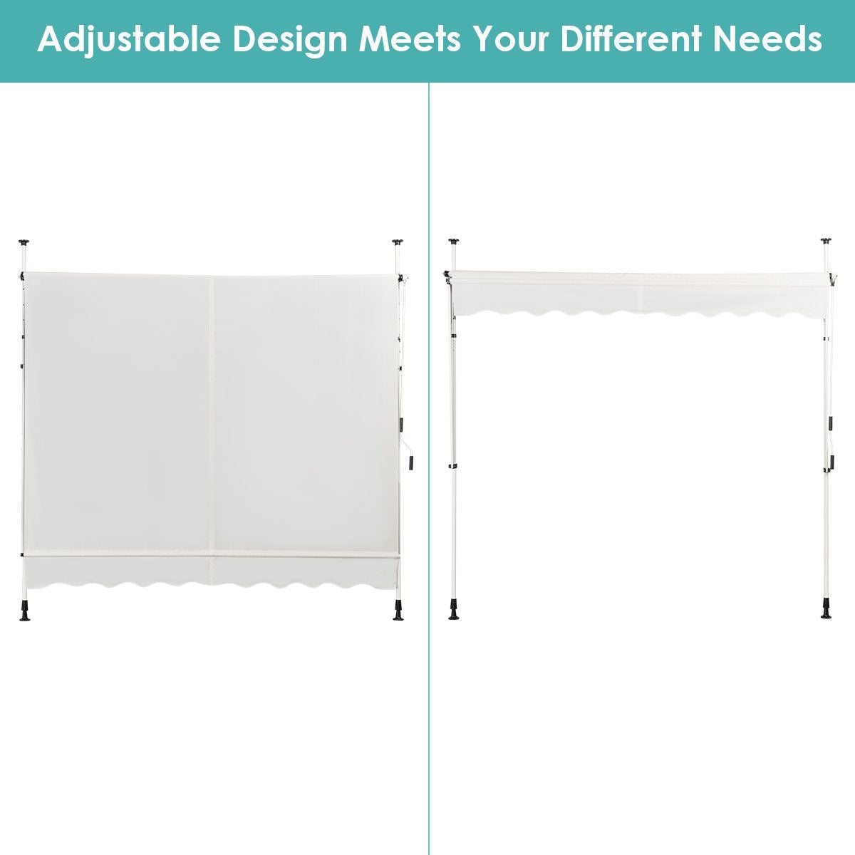 Coast Ausziehbares Vordach Sonnenvordach mit manueller Kurbel-Höhenverstellung 250 x 120 cm beige