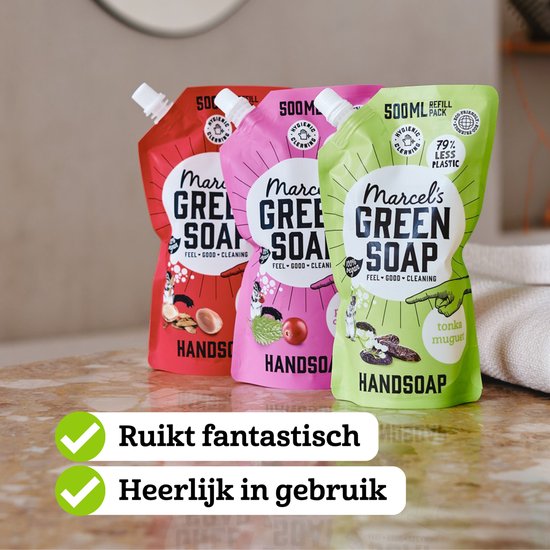 Marcel's Green Soap Handseife Nachfüllpackung – Patchouli & Cranberry – 500 ml