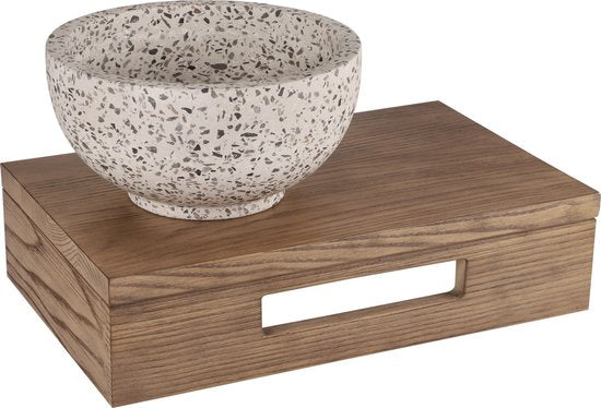 Differnz Waschbeckenablage 40x25x10cm rechteckig mit Handtuchhalter Eiche braun