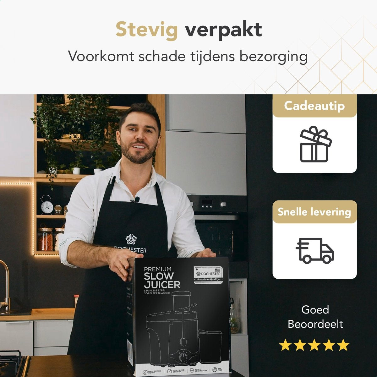 Rochester - Entsafter für Obst und Gemüse - mit Mikrofilter - Große Einfüllöffnung - 3 Geschwindigkeiten - Schwarz/RVS