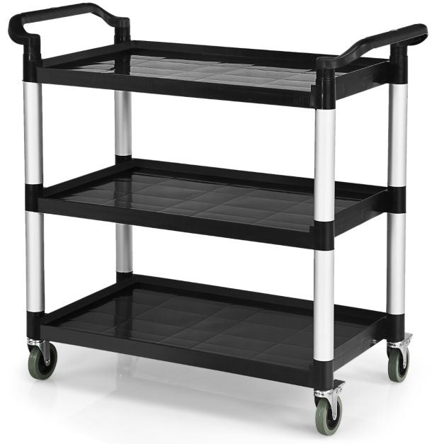 Coast 3-stufiger Servierwagen Multifunktionaler Trolley mit Griffen und 4 Rädern Küchenwagen Beistellwagen Metallwagen Schwarz