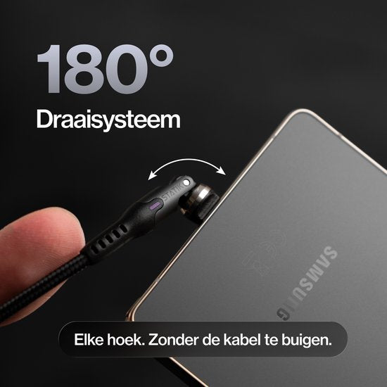 Statik PowerPivot Pro 360 – USB-C/USB-A auf USB-C – 1 m – 100 W – 480 Mbit/s Datenübertragung – Nylon-Geflecht – Schwarz