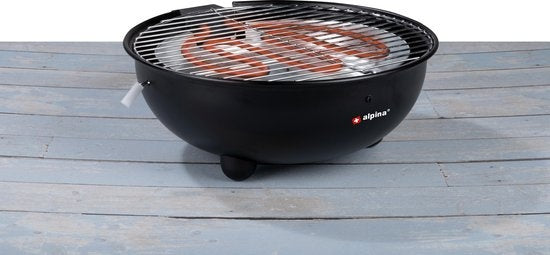 alpina Electric BBQ - Tischgrill - No Smoke - Indoor Grillen - 1250W - Ã˜ 30 Cm - Schwarz