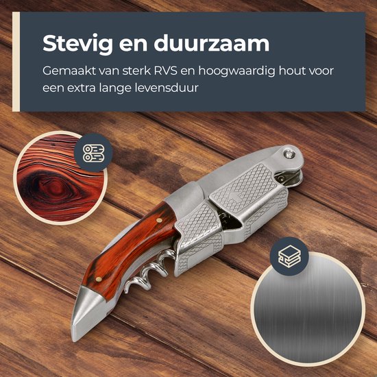 Castagnola Korkenzieher - Kelner Messer - Weinöffner - Flaschenöffner - Hebel - Deluxe - Pakka Holz und Edelstahl