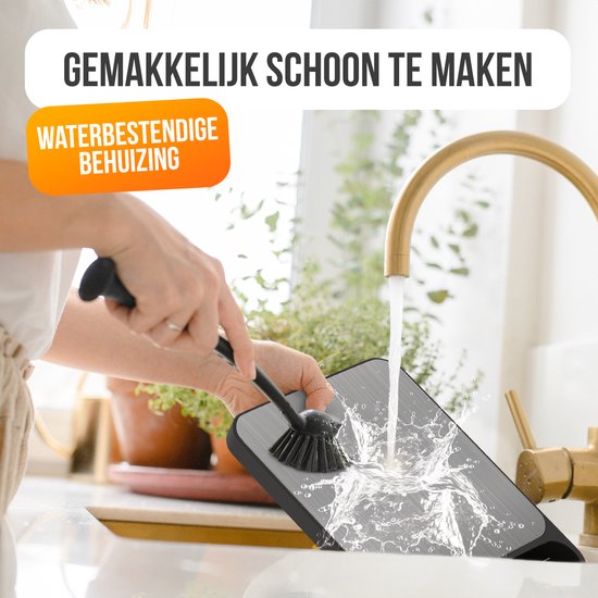 Strex Digitale Küchenwaage - Küchenwaage - 1 g bis 10 kg - Tara-Funktion - Inklusive Batterien - Edelstahl/Schwarz