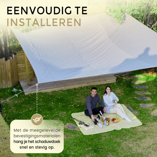 O'DADDY® Schattentuch 5x5m Rechteck - Sonnensegel - Schattierungsnetz - Vordach mit Befestigungsmaterial - UV30 Sonnenschutz - Dunkelgrau