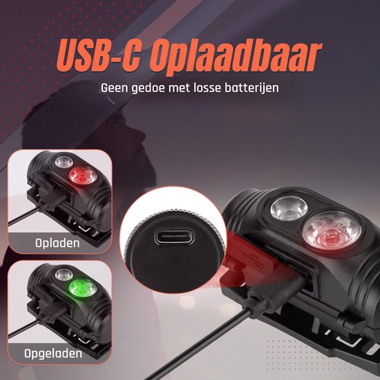 Ever Trex Ultra Light Stirnlampe LED Wiederaufladbar - Weißes und rotes Licht - 150Lumen - Neigbar - Laufen - Notfallpaket - Camping - Camper