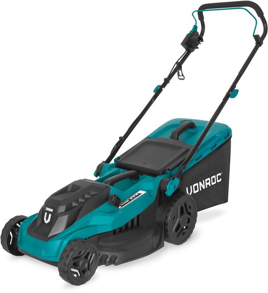 VONROC Rasenmäher - 1600W - 38 cm Schnittbreite - Fünf einstellbare Schnitthöhen: 25/40/50/60/70 mm - Inkl. 42L Auffangbehälter