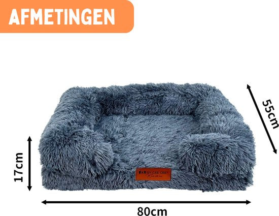 By Cee Cee Orthopädischer Hundekorb - Orthopädisches Hundekissen - Royal Collection Hundebett - Flauschig - Dunkelgrau - M - 80x55x17