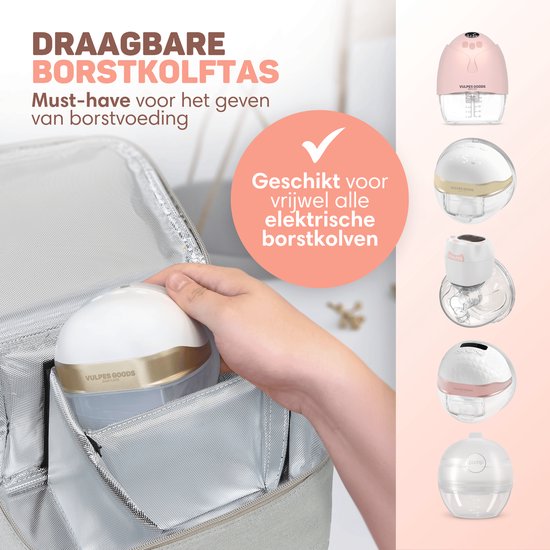Vulpes Goods BabyCare Pumpentasche – Kühltasche für Milchpumpe & Muttermilch – Inkl. Kühlakku – Grau