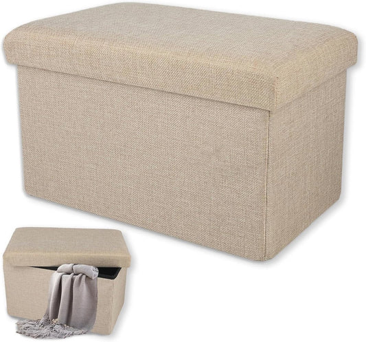 Ceruzo faltbarer Doppelsitzhocker mit Ablage - beige - 76 × 38 × 38 cm - Polyester/mdf