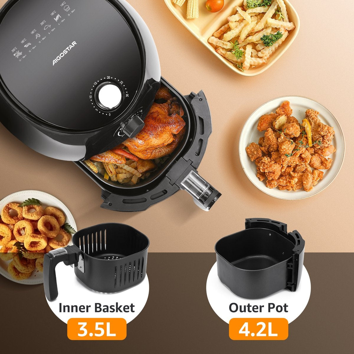 Aigostar Heißluftfritteuse – 3,5 Liter – 1500 W