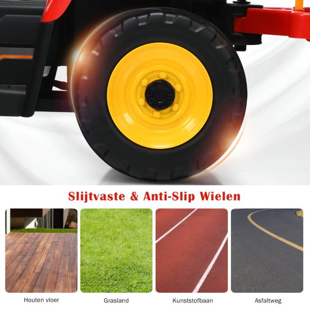 Coast Kindertraktor - LED - 3 Gänge - Inkl. Anhänger - 135 x 51 x 53 cm - Rot