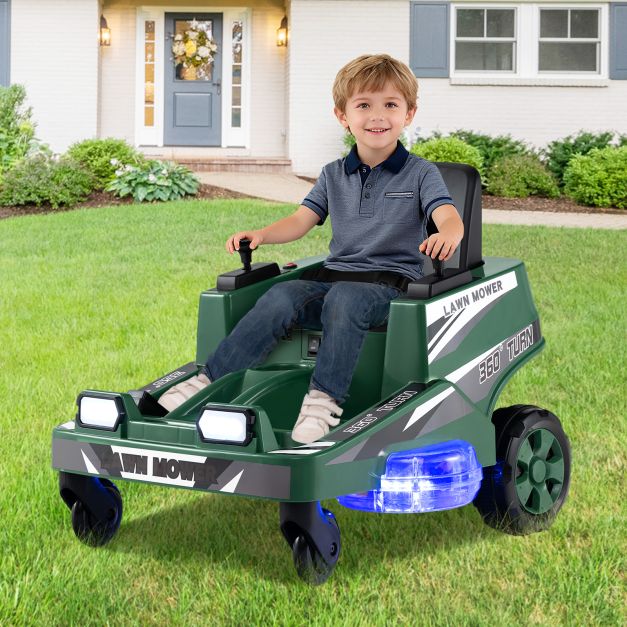 Coast Elektrischer Kinderrasenmäher 12V - Aufsitzmäher mit LED-Licht 72 x 62 x 54 cm - Grün