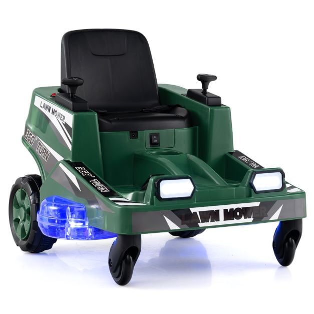 Coast Elektrischer Kinderrasenmäher 12V - Aufsitzmäher mit LED-Licht 72 x 62 x 54 cm - Grün