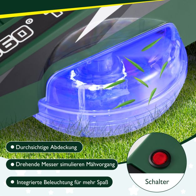 Coast Elektrischer Kinderrasenmäher 12V - Aufsitzmäher mit LED-Licht 72 x 62 x 54 cm - Grün
