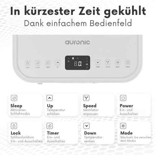 Auronic Mobile 3-in-1 Klimaanlage - 7.000 BTU mit 2 Fensterabdichtungskits - kühlt bis zu 20 m² - Weiß