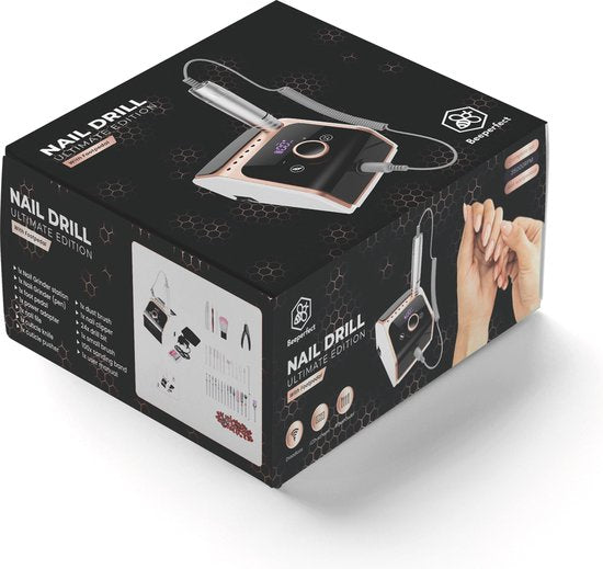 Beeperfect® Elektrische Nagelfeile Ultimate Edition - Nagelfräse - Maniküre- und Pediküre-Set - Kabellos - Inklusive 25 Bits 100 Schleifrollen und 5 Zubehörteile - Mit Fußpedal - 35000RPM