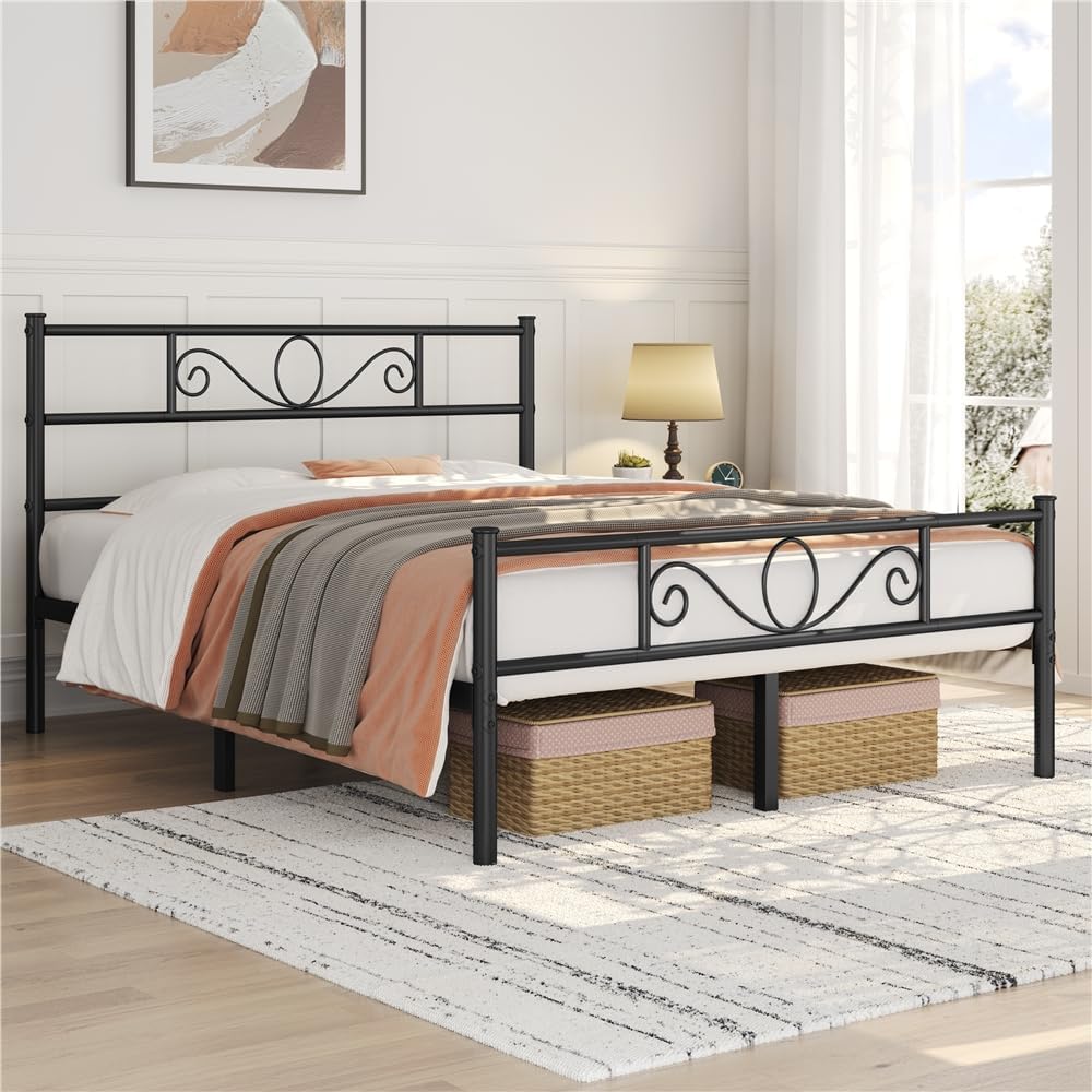 Yaheetech Metallbettgestell – Schwarz – 207 x 162 x 89 cm – Doppelbett, Matratze 160 x 200 cm