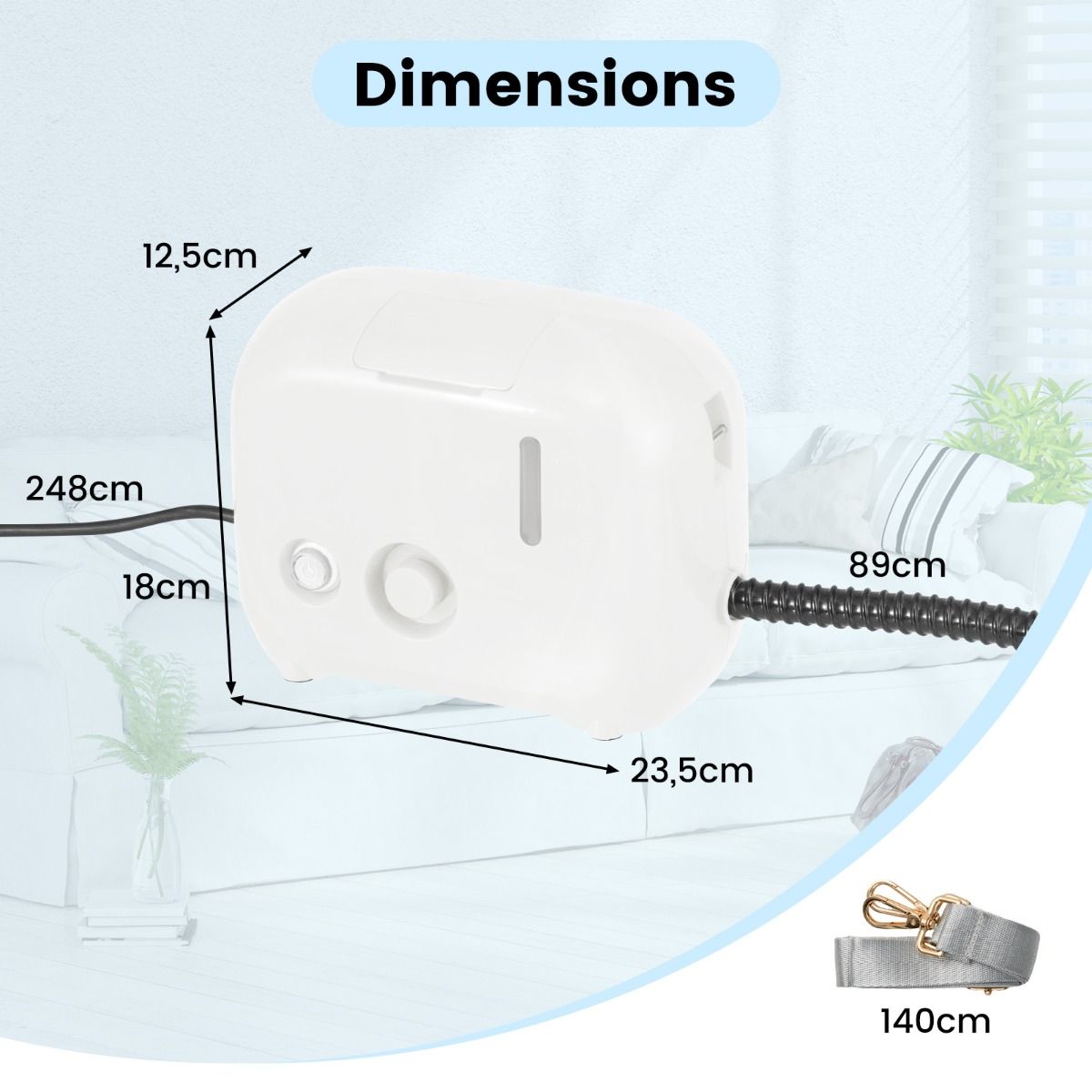 Coast 1600W Tragbarer Dampfreiniger - 23,5 x 12,5 x 18 cm - Weiß - 1L Wassertank für Auto, Küche und Bad