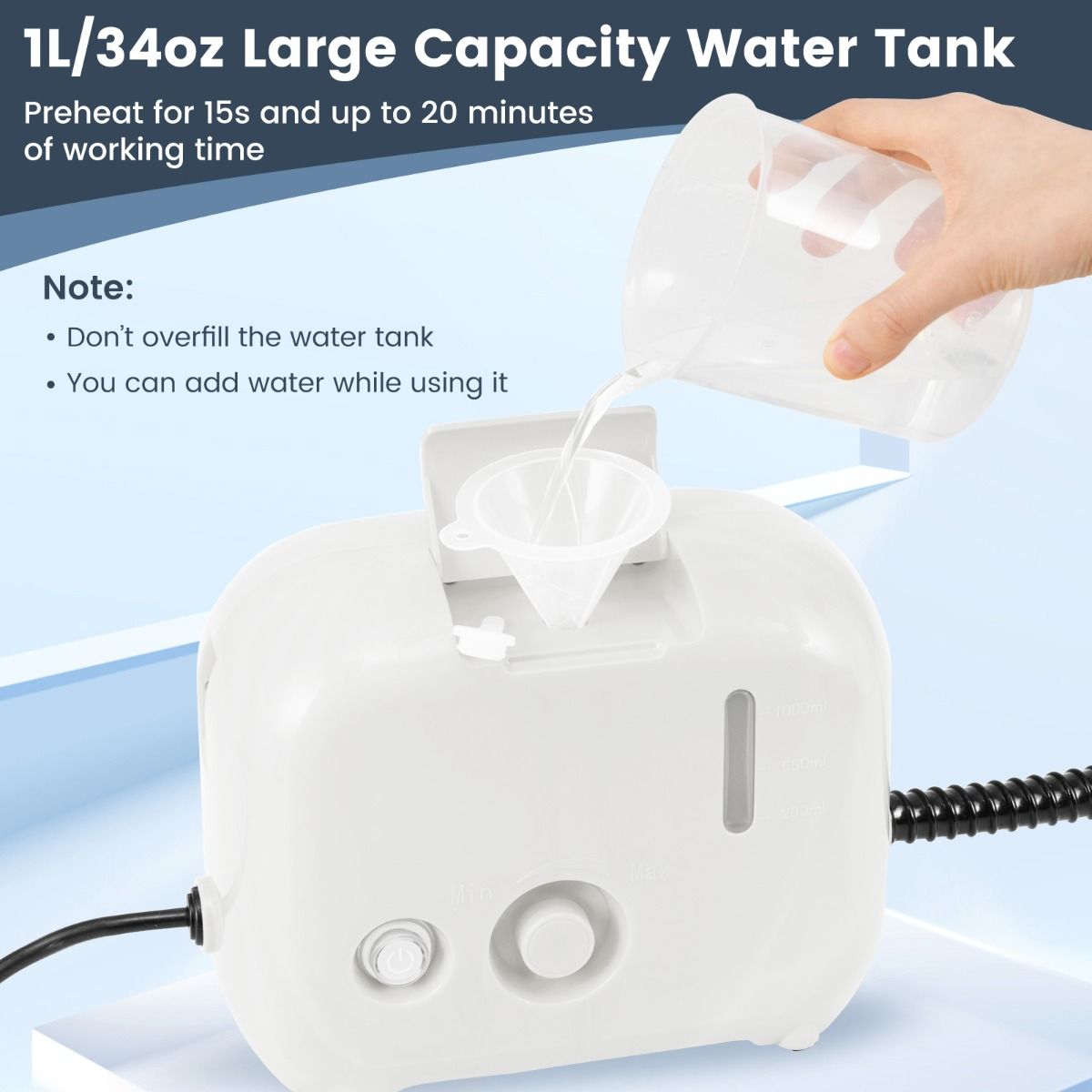 Coast 1600W Tragbarer Dampfreiniger - 23,5 x 12,5 x 18 cm - Weiß - 1L Wassertank für Auto, Küche und Bad