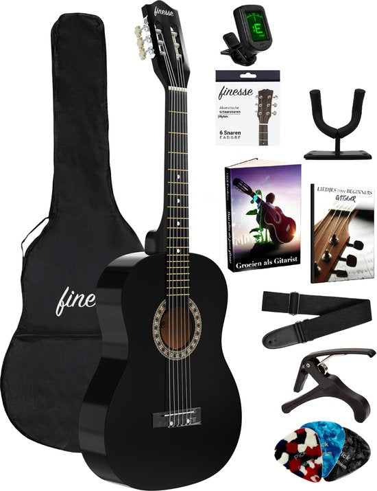 Finesse Akustikgitarre - Starter Set - Nylonsaiten - Klassische Gitarre - Gitarre Kinder & Erwachsene