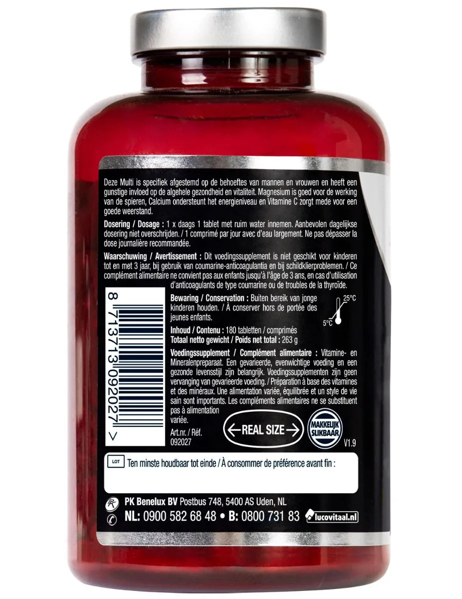 Lucovitaal Multi A-Z – 2 x 180 Tabletten – Für Männer und Frauen – Mit Magnesium, Kalzium und Vitamin C