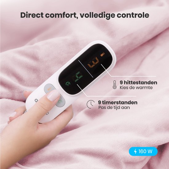 Auronic Electric Blanket - 200x180cm - Heizdecke - 2 Personen - Sherpa Fleece - 9 Wärme- und Timer-Stufen - Decke - Heizdecke - Pink