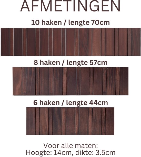 Urban State Piano Garderobe - dunkles Holz - Wandgarderobe - 8 Haken - Garderobenständer hängend - Walnuss Finish
