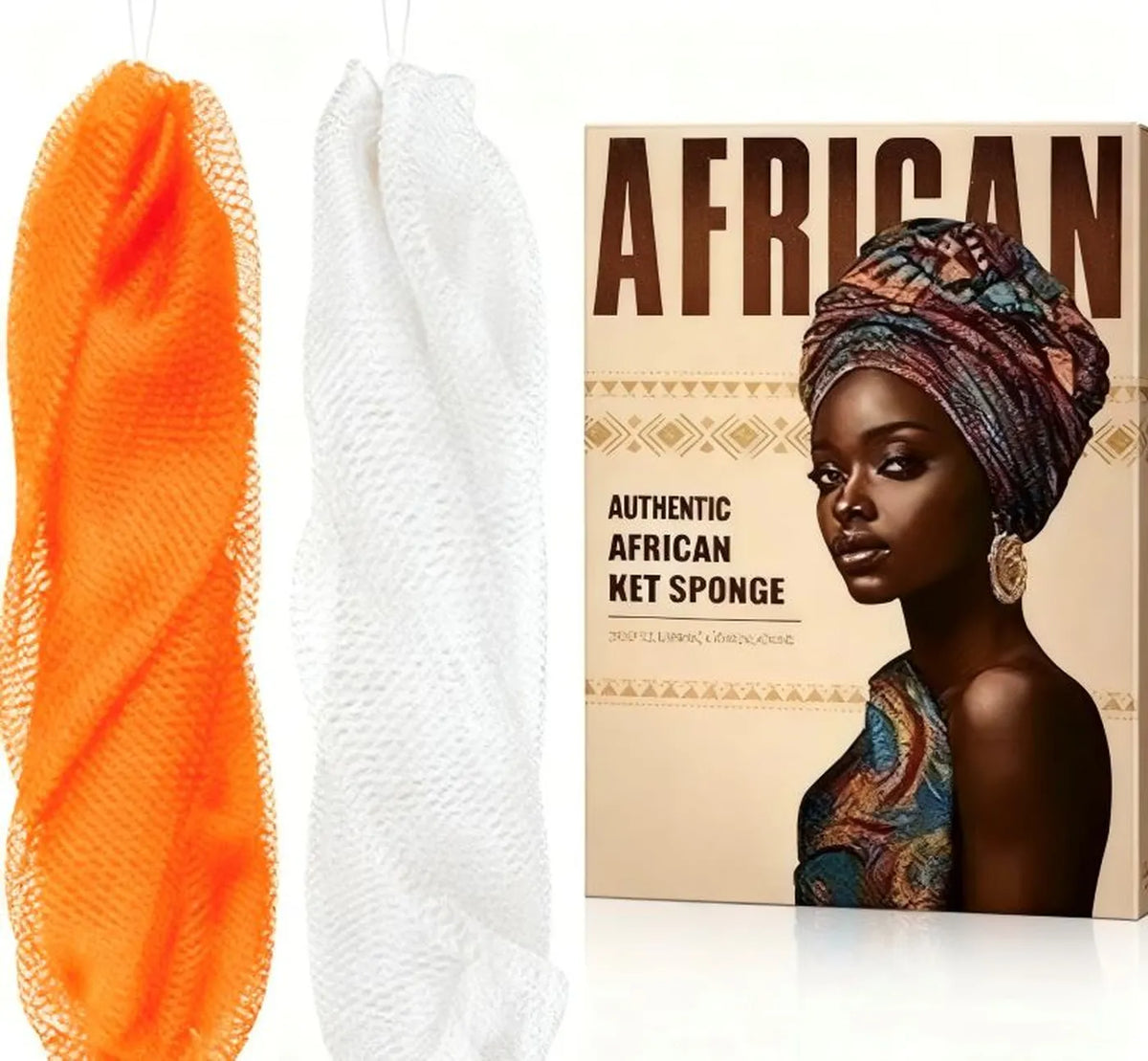 AfriScrub Netzschwamm-Duo-Set – Orange & Weiß – 90 g – mit Aufhängeschnur