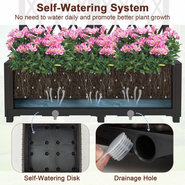 Coast Double Planter - PE - Drainage - Klettergerüst - Freistehend - 80x40x122 cm - Braun