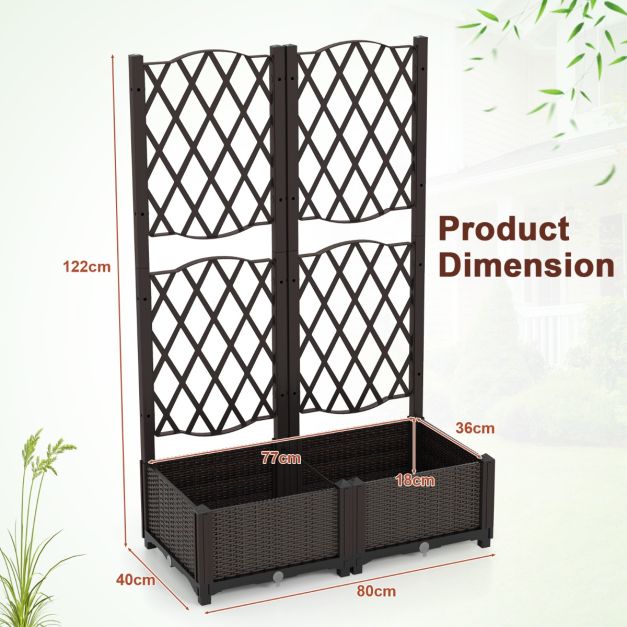 Coast Double Planter - PE - Drainage - Klettergerüst - Freistehend - 80x40x122 cm - Braun