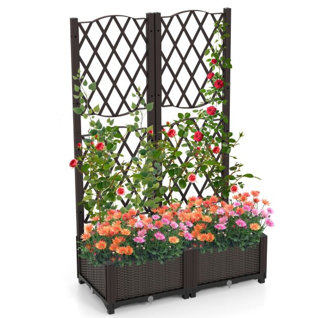 Coast Double Planter - PE - Drainage - Klettergerüst - Freistehend - 80x40x122 cm - Braun