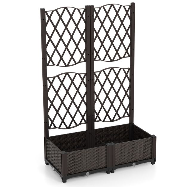 Coast Double Planter - PE - Drainage - Klettergerüst - Freistehend - 80x40x122 cm - Braun