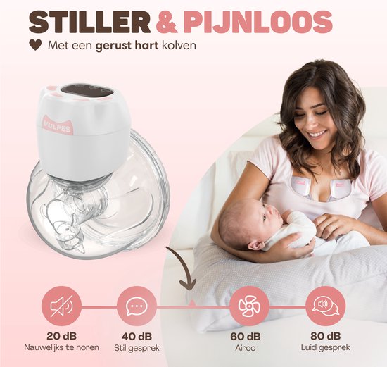 Vulpes Goods® BabyCare Freihändige Milchpumpe - Kabellos & Tragbar – 2 Stück – Weiß