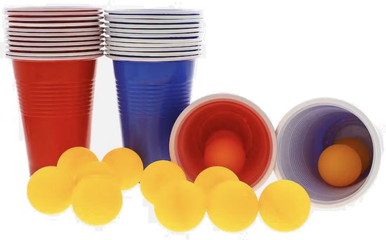 Beer Pong Trinkspielset mit 24 Bechern und 24 Bällen