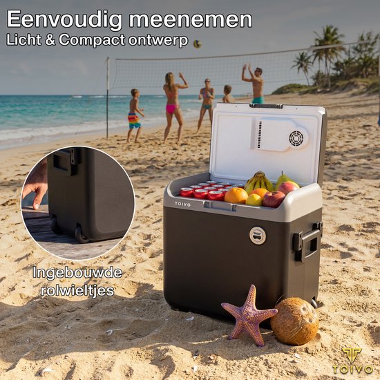 Toivo Elektrische Kühlbox – 40 Liter – 12 V und 230 Volt – Auto – Camping-Kühlschrank – Kühlen und Heizen – Frigobox – Schwarz