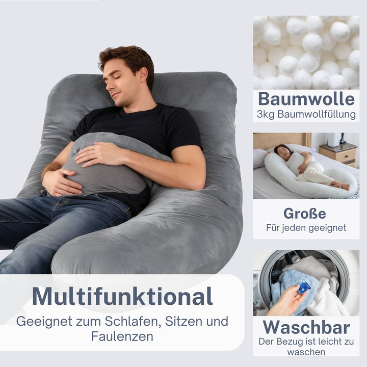 Earkings Sleeping pillow - 140x80cm - Schwarz - U-Form - Ohne Inhalt