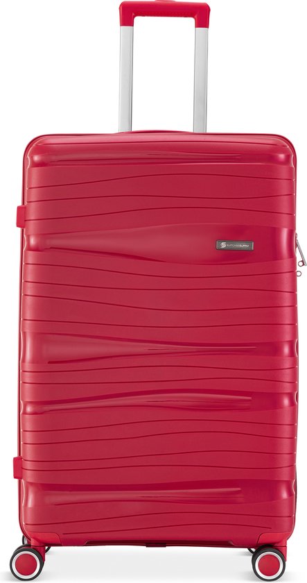 SKYCASES Travelin' Charm - 28-inch großer Reisekoffer - Zahlenschloss - 41x24x69 cm - 98L - Leicht, wasserdicht & langlebig - Rot