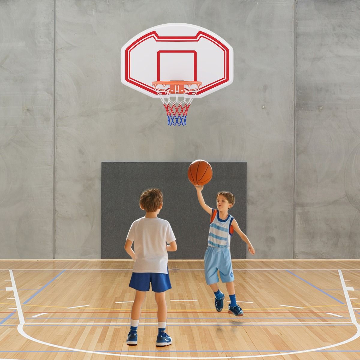 Coast Professional Ø45 cm Basketballkorb mit robustem 91x61 cm PE-Backboard - Innen und Außen, Weiß/Rot