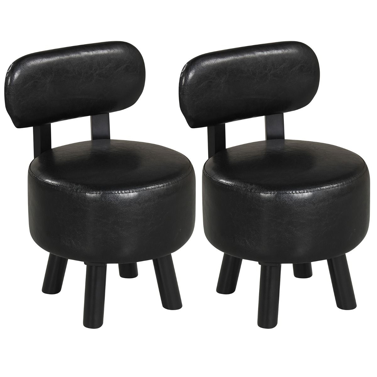 Coast Fußhocker mit Rückenlehne – gepolsterter Hocker – Kunstleder – schwarz – 2er-Set