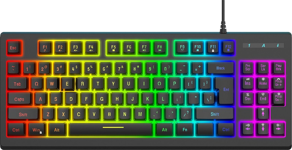 Fuegobird V100 Wired Gaming Keyboards - Membrantastatur - RGB Beleuchtung - TKL - 87 Tasten - Schwarz