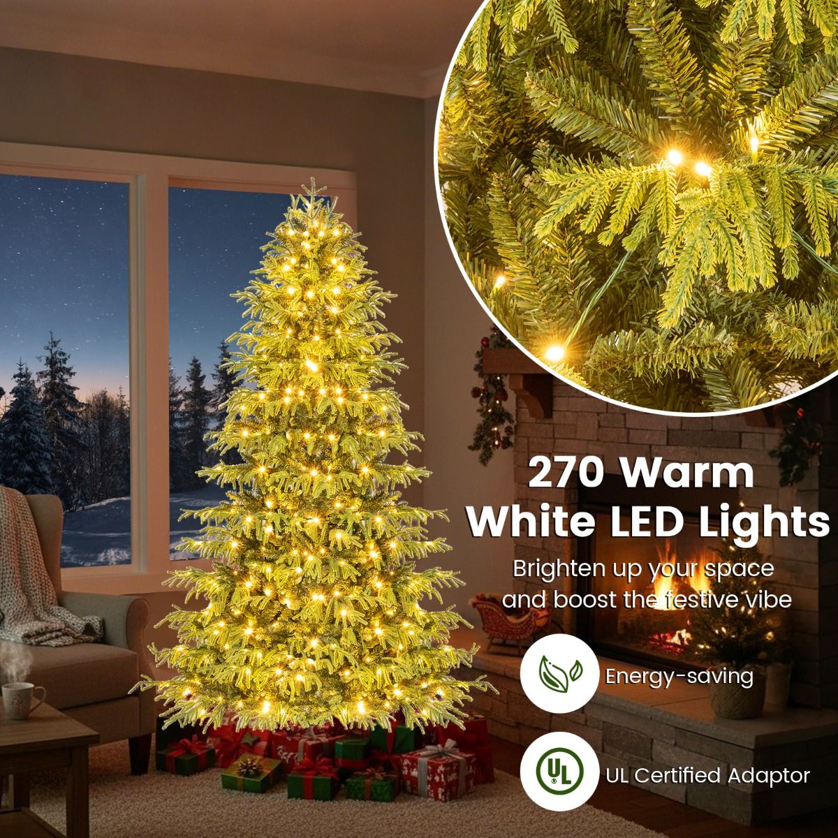 Coast Kunstweihnachtsbaum mit Beleuchtung – 180 cm – warmweiße LED-Lichter – grün