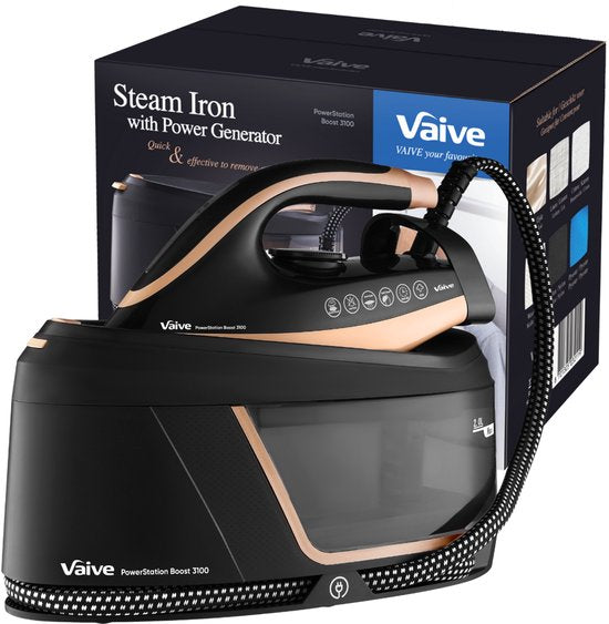 VAIVE PowerStation Dampfbügeleisen Boost 3100  - mit Dampfgenerator - 3100W - 2L Wassertank - schwarz