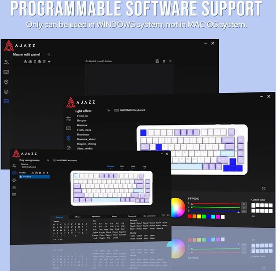 Ajazz AK820 MAX - 75% Wireless Gaming Keyboard - Mechanisch - Seitlich bedruckte Tasten - Dichtung - Hot Swap - Tri Mode - QWERTY Tastatur - 82 Tasten - Gradient Blue