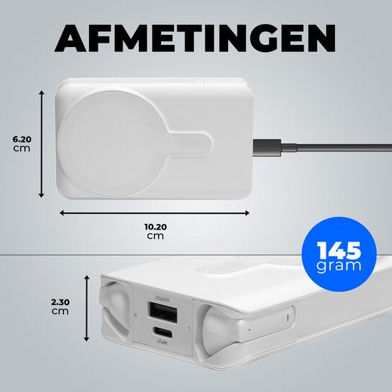 Denver Powerbank mit kabellosen Kopfhörern - 2-in-1 - 5.000 mAh - Bluetooth-Kopfhörer kabellos - Geeignet u.a. für iPhone und Samsung - PWE5001W