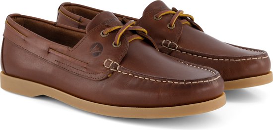 Travelin' Exmouth Men - Schnürbare Ledermokassins - Größe 42 - Stiefelschuh - Braunes Leder
